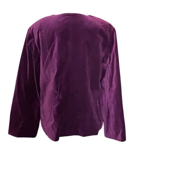 DG2 by Diane Gilman Purple Embellished Velvet Jacket Hook eye Closure NWT Large - Picture 3 of 6